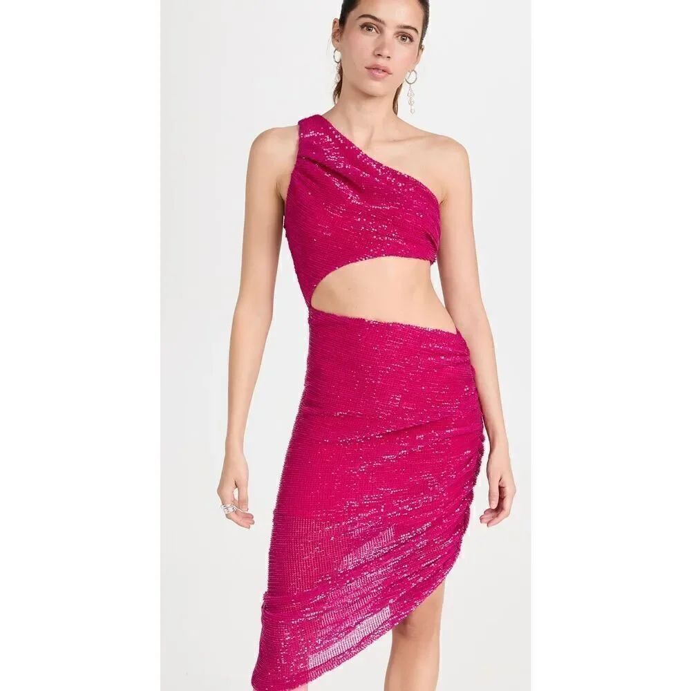 Prabal Gurung One Shoulder Cutout Dress in Fushia NWT Size Small